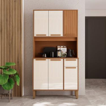 Imagem de Armário de Cozinha com 6 Portas e 1 Gaveta Xangai Freijó/Off White
