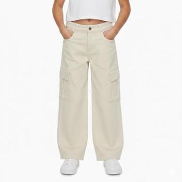 Imagem de Calça Juvenil Look Jeans Sarja Cargo Natural - 10 - UNICA-Feminino