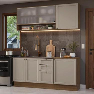 Imagem de Armário de Cozinha Compacta 180 cm Rustic/Crema Vik Madesa 03, Rustic/