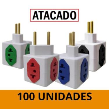 Imagem de Kit com 10 25 50 e 100 Adaptador Tomada 10/20A PINO CUBO 4 em 1 Benjam