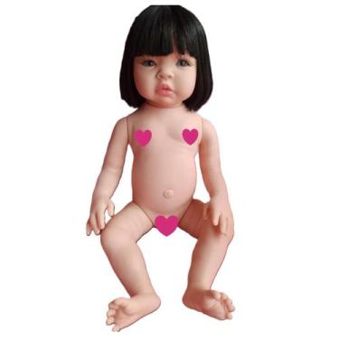 Imagem de Boneca Bebê Mamãe Reborn Cílios de verdade + Chupeta de Imã, Preto