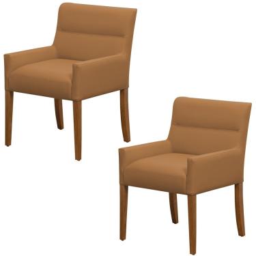 Imagem de Kit 2 Cadeiras Para Mesa De Jantar Angel Base Madeira Corano Caramelo - Nexta Casa
