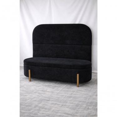 Imagem de Kit Atenas Cabeceira De Cama Box Orgânica E Recamier Calçadeira Baú Casal 140 Cm Suede Preto Eli Móveis E Decoração