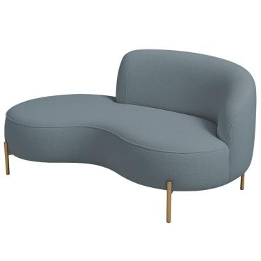 Imagem de Sofá Curvo 2 Lugares 150cm Braço Esq. Thommy Pés Ouro Bouclé Azul Claro - Nexta Casa