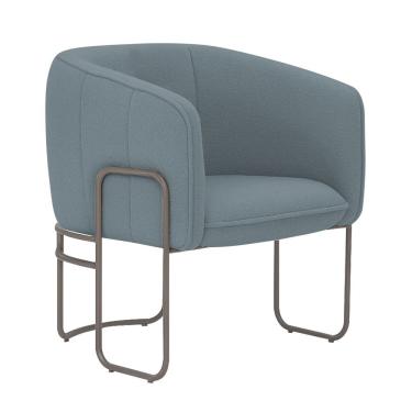 Imagem de Poltrona Sala De Estar Marie Base Aço Titânio Bouclé Azul Claro - Nexta Casa