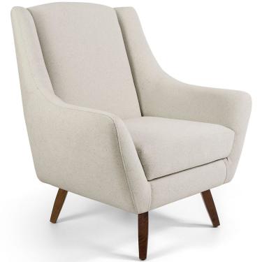 Imagem de Poltrona Decorativa Julliet Pés Madeira Linho Rústico Cru - Nexta Casa