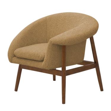 Imagem de Poltrona Decorativa Yumi Base Madeira Braço Esquerdo Bouclé Camel - Nexta Casa