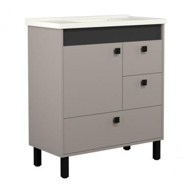 Imagem de Gabinete para Banheiro Beirute de Chão 1 Porta 3 Gavetas MDF 80CM Preto