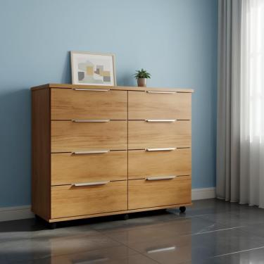 Imagem de Cômoda Gaveteiro Grande 8 Gavetas Com Rodízios Cedro Repleta