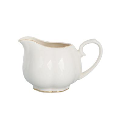 Imagem de Leiteira Camélia Branco para Servir em Porcelana New Bone China com Borda Dourada L'Hermitage
