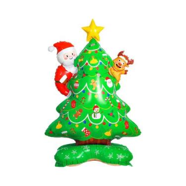 Imagem de Balão De Alumínio Tema Papai Noel Em Formato De Árvore De Natal Para D