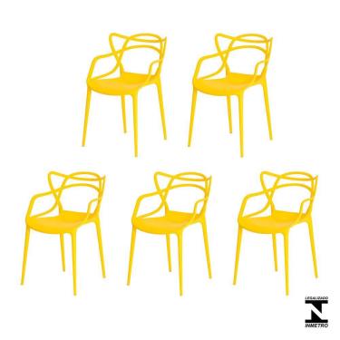 Imagem de Kit 5 Cadeiras Allegra Amarela Sala Cozinha Jantar