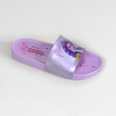 Imagem de Chinelo Slide Guerreiras Do K-Pop Grendene Kids 23480 Azul, Lilás, Ros