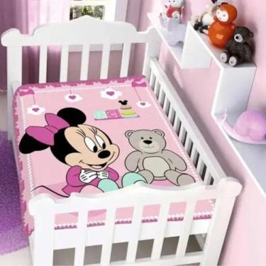 Imagem de Cobertor infantil minnie e urso - 90 x 1,10 - rosa - jolitex