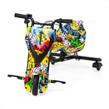 Imagem de Patinete Elétrico Triciclo Infantil Drift 350w 36v - Azul Car, Caveira