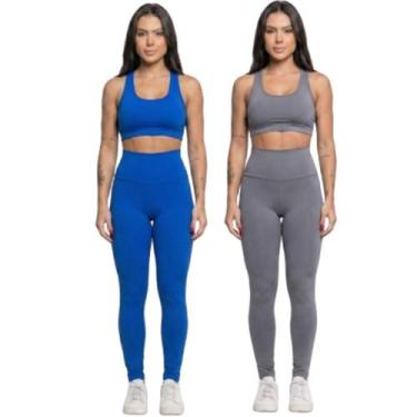 Imagem de KIT 2 Calça Legging Cós Alto Lisa Bella Fiore Roupa Academia Treino Fi