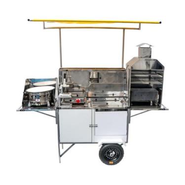 Imagem de Carrinho Ambulante 5 em 1 Pastel Lanche Churrasco Hot Dog Batata Cefaz