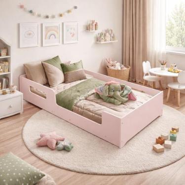 Imagem de Cama Montessoriana Solteiro Rainha 100% Mdf P/Colchão 188x88 - Aqui Mo