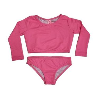 Imagem de Biquíni Infantil Proteção UPF50+ Manga Longa Rosa Chiclete - Verão 202