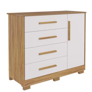 Imagem de Cômoda Bebê Charlo 04 gavetas 01 porta lisa 100 % MDF Peroba - - Movei