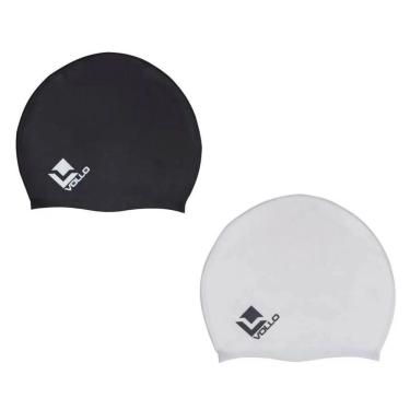 Imagem de Kit 2 Touca de Natação Silicone Adulto Hidroginástica Preto e Cinza Vollo Sports