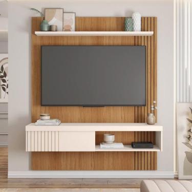 Imagem de Painel Ripado para TV até 55 Polegadas 150cmx183cm Moon Marrom - Caemm