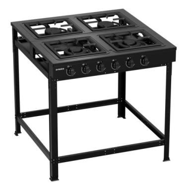 Imagem de Fogão Industrial 4 Bocas Realce Atena a Gás Acendimento Manual - Preto