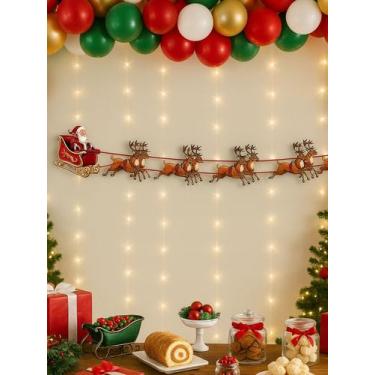 Imagem de Faixa Trenó Natal 160x18cm Festa Decoração Enfeite Adereço - Crgfestas