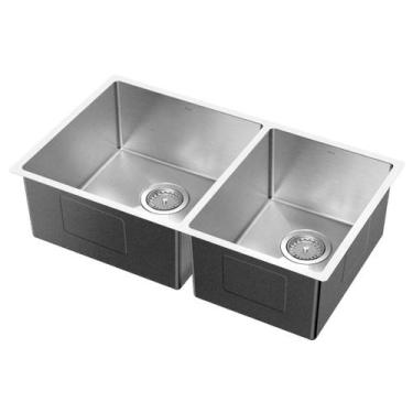 Imagem de Cuba Dupla Docol Bistrô 76x44 cm Aço Inox Escovado