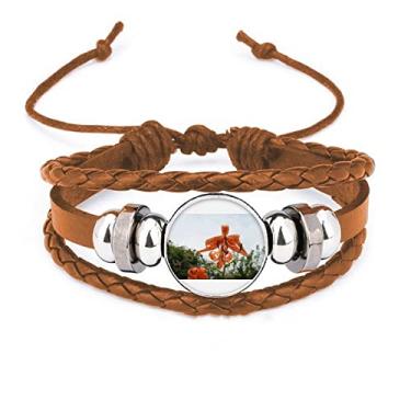 Imagem de un brand Pulseira de couro Orange River Lily Art Deco Fashion Pulseira ornamento de joias