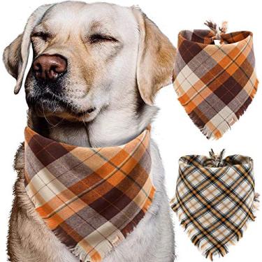 Imagem de Pawskido — Conjunto de 2 lenços xadrez quadrados reversíveis laváveis para o dia das bruxas