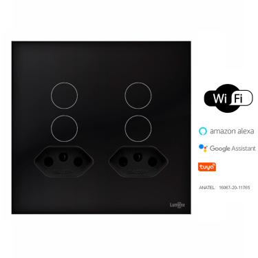 Imagem de Interruptor Touch Wi-Fi Tok Glass 4 Botões+Tom Pt 4X4 Lumenx