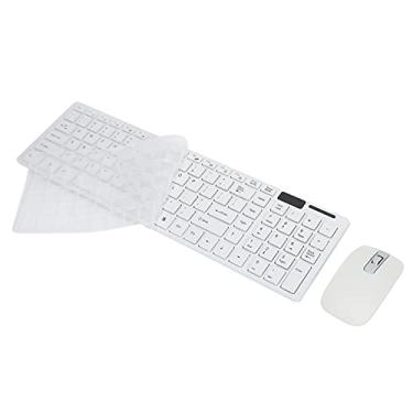 Imagem de Conjunto de mouse e teclado, teclado sem fio de 101 teclas 10 m conexão remota Smart Sleep Fingerboardand Mouse Combo compatível com Windows/Android (branco)