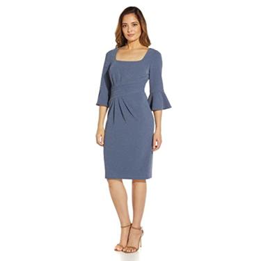 Imagem de Adrianna Papell Vestido feminino drapeado de malha metálica, Aço azul, 36