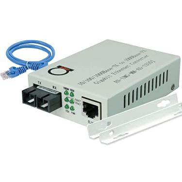 Imagem de Conversor multimídia de fibra Gigabit multimodo – Módulo de fibra integrado 2 km (1,24 milhas) SC – para UTP Cat5e Cat6 10/100/1000 RJ-45 – Sensor automático Gigabit ou Fast Ethernet Speed – Estrutura jumbo – Suporte LLF