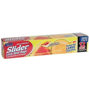 Imagem de Nicole Home Collection Aba deslizante de 2,5 galões | Pacote com 12 sacos de armazenamento de alimentos, 2,5 litros, transparente, 12 peças