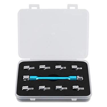 Imagem de aqxreight - Chave inglesa de raios, alumínio ajustável e ferro 10 tamanhos de bicos de raio intercambiáveis com caixa de embalagem (azul)