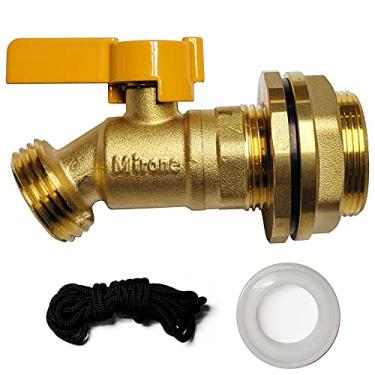 Imagem de Mirone MR-09483 Torneira de barril de chuva de latão, compatível com sem chumbo (válvula de esfera de 1,9 cm com ajuste de anteparo, fita de rosca)