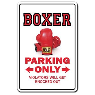 Imagem de BOXER FIGHTER Sign parking boxing gloves title punching bags wrap | Interno/Externo | Placa de plástico de 30 cm de altura
