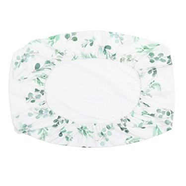 Imagem de Capa para trocador de fraldas, lençóis de algodão macio para a pele para mesa de cuidados com o bebê (folhas verdes, pelúcia branca)