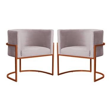 Imagem de Kit 02 Poltrona Luana Base Bronze Para Sala Veludo Cores - DS Estofados