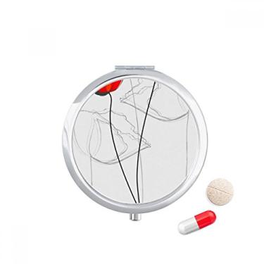 Imagem de Caixa de armazenamento de medicamentos Red Flower Bud com arte abstrata e bolso