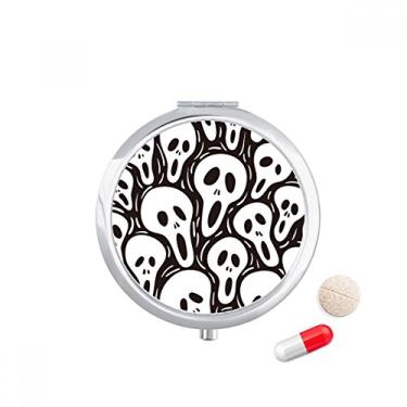 Imagem de Caixa de comprimidos de Halloween com estampa de caveira, caixa de armazenamento de medicamentos, dispensador de contêiner