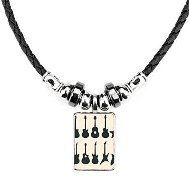 Imagem de DIYthinker Colar com sons de vitalidade para guitarra elétrica, joias, torque, pingente de corda de couro
