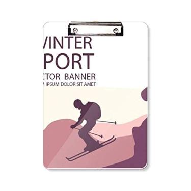 Imagem de Esporte inverno Esporte Esqui Padrão Prancheta Pasta, Bloco de Escrita Placa de Apoio A4