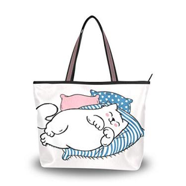 Imagem de Bolsa feminina com alça superior e preguiçosa para gatos dormindo, bolsa de ombro, Multicolorido., Large
