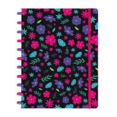 Imagem de Caderno Disco ISCOOL Inteligente G Flores Pink Roxo Preto