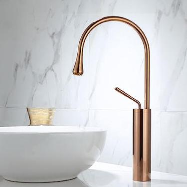 Imagem de Torneira do banheiro Torneira da bacia do ouro escovado Torneira da pia de latão e mármore Torneira da pia quente fria Torneira do banheiro, 17, tamanho único