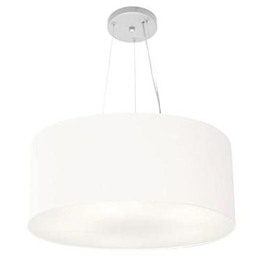Imagem de Lustre Pendente Cilíndrico Cúpula Tecido 50x25 cm, Vivare Iluminação, Pendente4188 BR, Branco, Médio