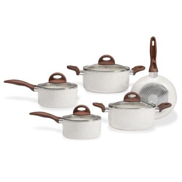 Imagem de Conjunto de Panelas 5Pçs Ceramic Life Granada Vanilla Brinox